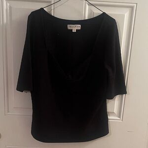 Idyllwind Black Draped Scoop Neck Short Sleeve Top